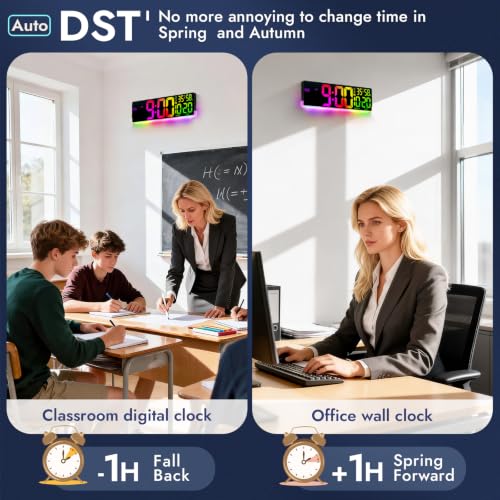16.5" Large Digital Wall Clock for Classroom, Sync Screen RGB Backlight