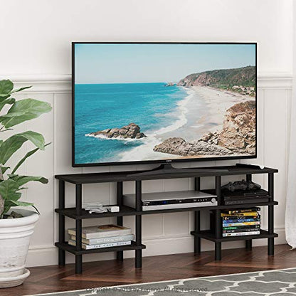 Furinno Turn-N-Tube 3-Tier Multipurpose Wide Shelf TV Stand, Espresso/Black - color: Espresso/Black, style: 3 Tiers, 55 Inch