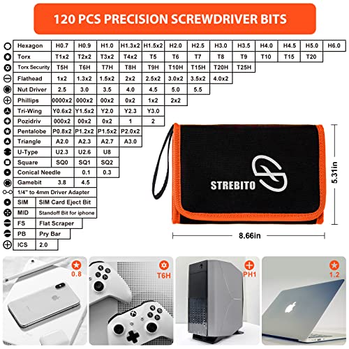 STREBITO Precision Screwdriver Set 142-Piece Electronic Repair Tool Kit - color: Orange
