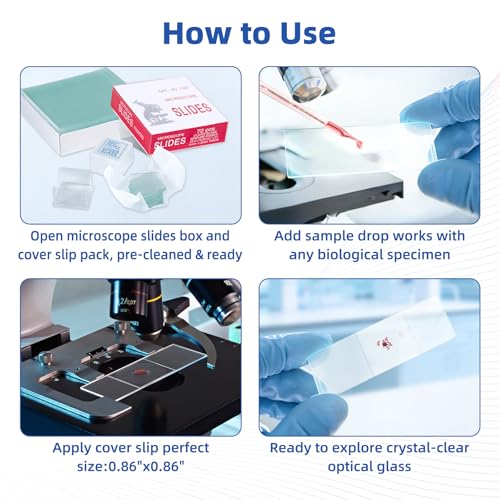 Glass Microscope Slides and Coverslips, 72 Slides + 100 Coverslips