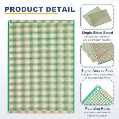 5Pcs 20x15cm PCB Prototype Board w 40-Pin Headers, Green - size: 20x15cm(2.54mm Pitch/1.5mm T)