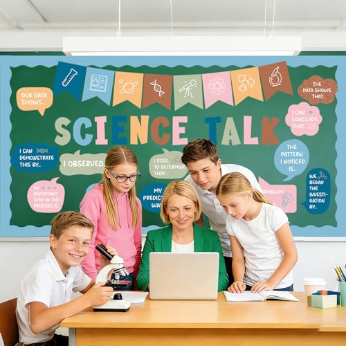 47Pcs Science Talk Bulletin Board Decorations Set, Boho Educational Bulletin Boards for Science Classroom Back to School Elementary Middle School Wall Decor Teacher Must Haves
