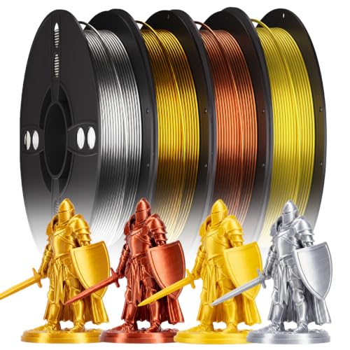 PLA Filament Bundle 4 * 250g 1.75mm Silk Filament Gold+Silver+Copper+Yellow - color: 250g*4 Gold/Silver/Copper/Yellow