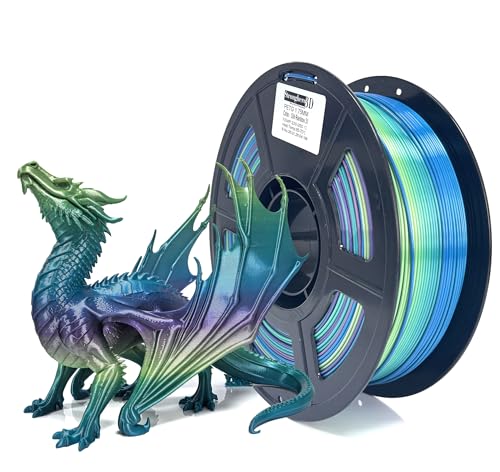 PETG Filament 1.75mm, High Speed Silk PETG Filament, Aurora Blue Green Purple, Glossy Shiny 3D Printer Filament for Fast FDM 3D Printing, 1kg Spool - color: Petg High Speed Green Blue