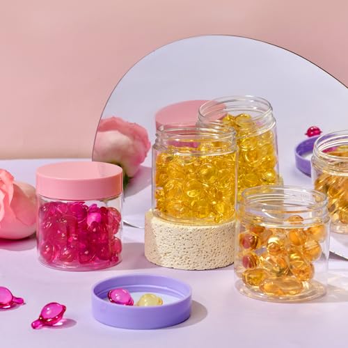 Eternal Moment 36 Pack 4 OZ Plastic Jars Clear Cosmetic Container with Lids - color: Pink Lid, size: 4 Ounce