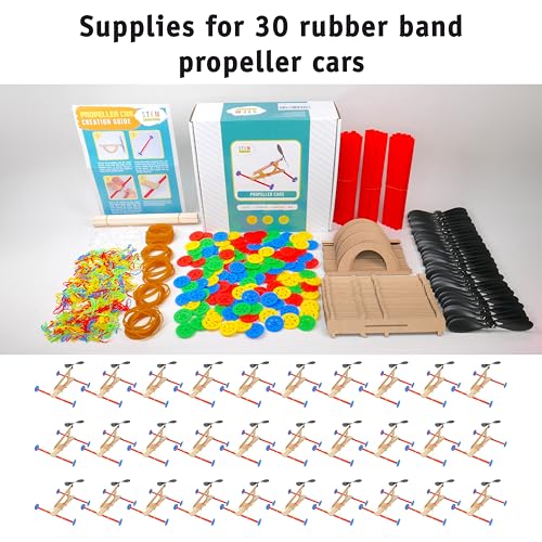 Rubber Band Propeller Car Kit, 30-Pack - Bulk Classroom STEM Kits - color: Rubber Band, size: 30 Pack