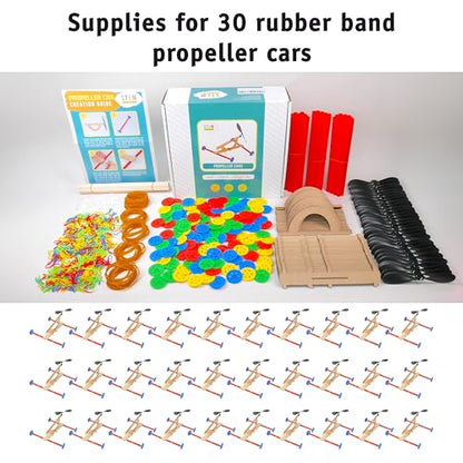 Rubber Band Propeller Car Kit, 30-Pack - Bulk Classroom STEM Kits - color: Rubber Band, size: 30 Pack
