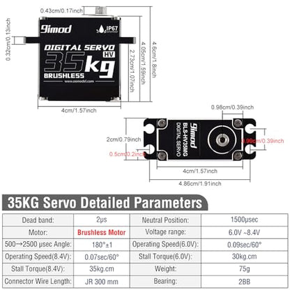 35KG Waterproof High Torque Servo 7.4V Coreless RC Steering Servo Motors Metal Gear Digital Servo for 1/8 1/10 1/12 RC Car, R/C Model DIY Car Robot High Speed Servo with 25T Servo Horn, 270 Degree