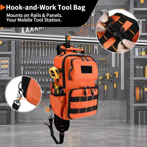 Rexmore Tactical Electrician & HVAC Tool Chest Bag, 3-Point Harness Orange - color: Orange