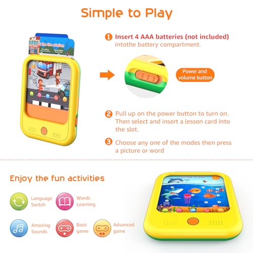 Qiaojoy Kids Learning Tablet Educational Learning Pad for Ages 2-5 - color: Yellow
