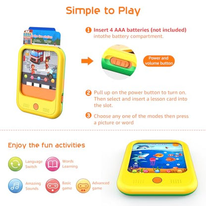 Qiaojoy Kids Learning Tablet Educational Learning Pad for Ages 2-5 - color: Yellow