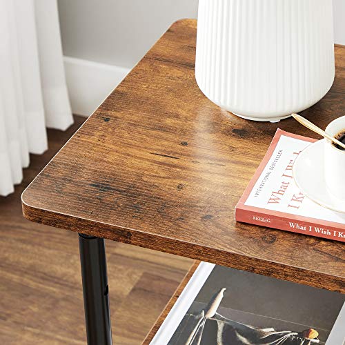 VASAGLE 3-Tier Printer Stand with Locking Wheels, Under Desk Printer Table - color: Rustic Brown + Ink Black, size: 3 Tiers/Compact
