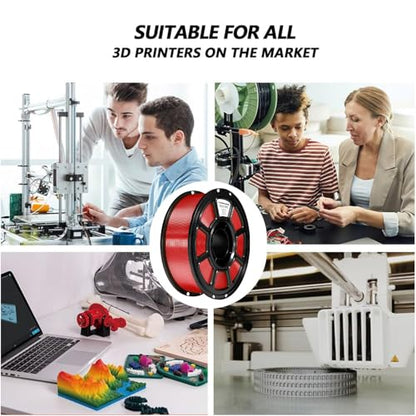 Silk PLA Filament 1.75mm,3D Printer Filament with a Metallic Glossy Finish, Dimensional Accuracy +/- 0.02 mm, 1kg Spool(2.2lbs) Fits for Most FDM 3D (A-Silk Red Pla) - color: A-silk Red Pla