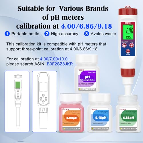 pH Buffer Solution 4,6.86,9.18 pH Calibration Solution for pH Meters - color: Purple