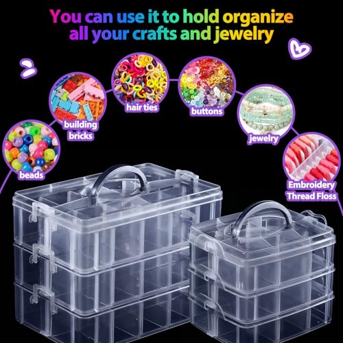 Bead Organizer, Funtopia 2 Pack Craft Storage with Removable Dividers