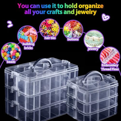 Bead Organizer, Funtopia 2 Pack Craft Storage with Removable Dividers
