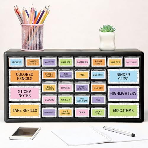 AnyDesign 84Pcs Toolbox Labels Teacher Drawer Tag Polka Dot Bright Tool Box Storage Stickers for Back to School Classroom Organization Teacher Resource Supplies
