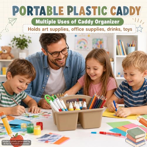 6 Pack Plastic Classroom Organizer Caddy with Handle, Muted Nordic - color: Muted Nordic