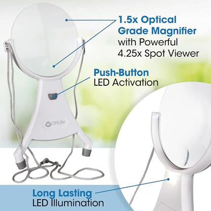 OttLite 4-Inch Hands-Free LED Magnifier, White