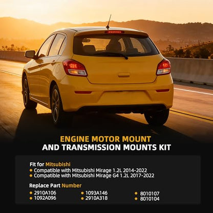 Engine Motor Mount Transmission Bracket Kits for Mitsubishi Mirage - style: for Mirage 1.2L 2014-2022