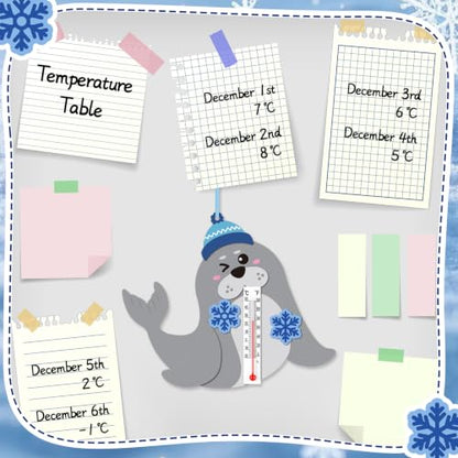 Mootycapa 18 Sets Winter Seal Crafts with Glass Thermometers Bulk - style: Seal