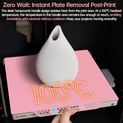 BIQU CryoGrip Pro Glacier Plate for Bambu-Lab X2D,P2S,P1P,P1S,X1C,X1E,A1 - color: Glacier Pink, size: X2D/P2S/P1/X1/A1