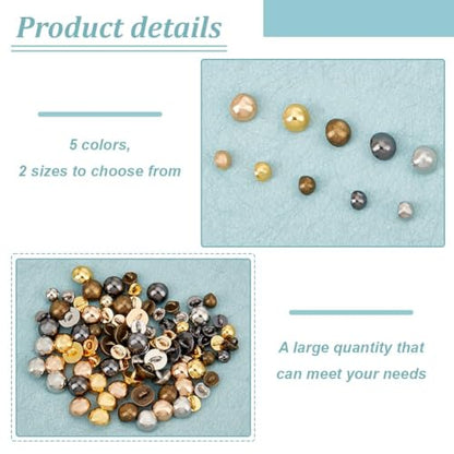 FINGERINSPIRE 100PCS Mini Domed Mushroom Alloy Buttons 5 Colors 4x3.5mm/6x4.5mm Micro Alloy Sewing Dome Buttons with 1 Hole Small Half Round Shank Blazer Buttons for DIY Craft Sewing Small Clothing - color: Mushroom Alloy Buttons