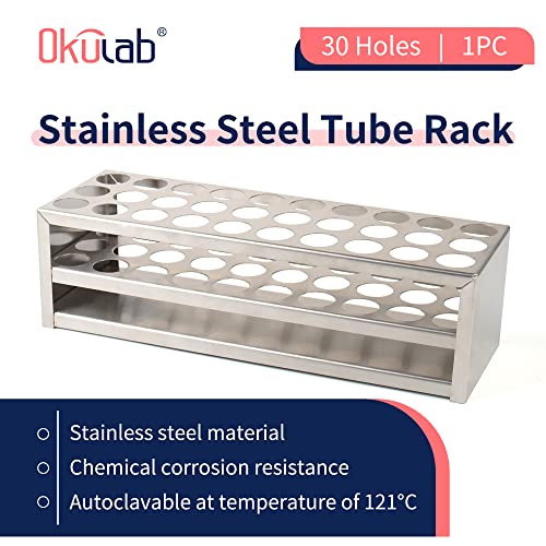 Test Tube Rack, 30 Holes Stainless Steel Test Tube Racks, with Extended Edges Providing Handles, Suitable for Tubes of Dia.≤21mm, Round Holes Test Tube Holder, for Classroom, Lab,TTRS30B1 - size: 30 Holes,for Tubes of Dia.≤21mm