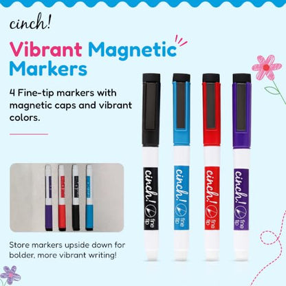 17"x11" Magnetic Dry Erase Board for Fridge with 4 Markers and Eraser - size: 11"W x 17"H