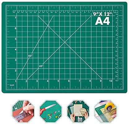 anezus Self Healing Sewing Mat, Rotary Cutting Mat Double Sided 5-Ply Craft Cutting Board for Sewing Crafts Hobby Fabric Precision Scrapbooking Project 9inch x 12inch(A4) - color: Green, size: 12"L x 9"W