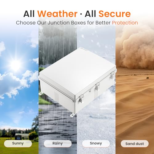 QILIPSU Waterproof Junction Box IP67 Outdoor Plastic Electrical Project Enclosure Weatherproof with Mounting Plate, Wall Brackets, Hinged Grey Cover 20"x16.1"x7.9" - color: Grey Cover, size: 20"x16.1"x7.9"