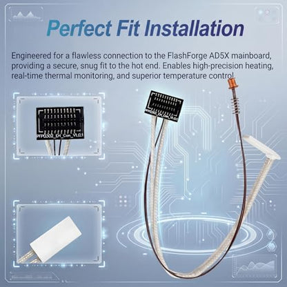 Hotend Heating Assembly Kit for AD5X 3D Printer, Hot End Heating Block Component with Heater Cartridge & Thermistor Sensor & Heat-Insulating Clip for Fast & Stable Heating - size: AD5X