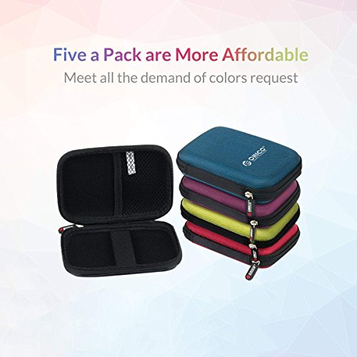 ORICO Hard Drive Case 2.5 inch External Drive Storage Carrying Bag Waterproof Shockproof with Inner Size 5.5x3.5x1.0inch for Organizing HDD and Electronic Accessories, Multi Colors (PHD-25) - color: Multi-Colored