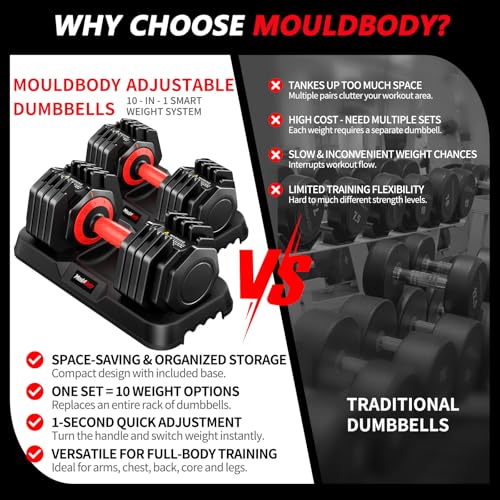 Adjustable Dumbbell Set Pair 25 lb or 50lb,10-in-1 Free Weight - color: 25lbs-Pair