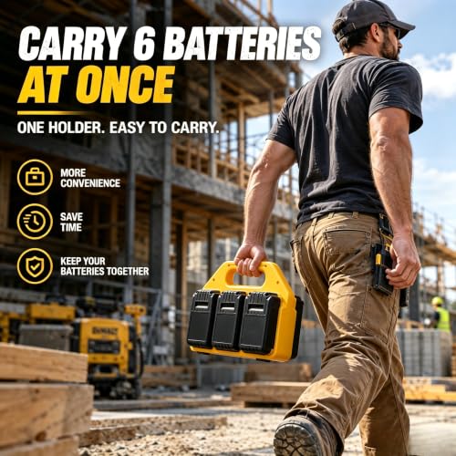 6 Slot Battery Holder for DeWalt 20V/60V, Battery Storage Rack - size: DW-6