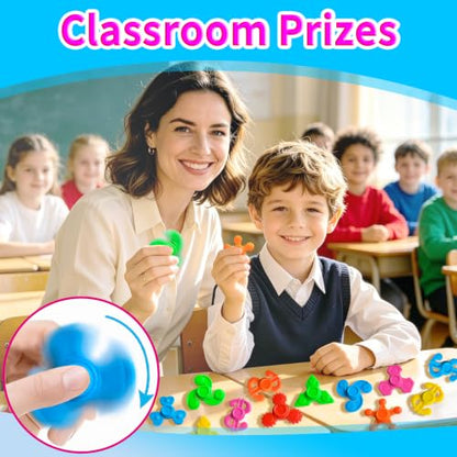 100 Pack Mini Fidget Spinner Toys,Stress Relief Sensory Toys,Birthday Party Favors Gifts for Kids Teens Adults,Goodie Bag Stuffers,Treasure Box Toys for Classroom Prizes Supplies