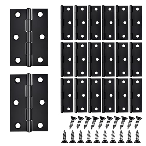 20-Piece 2.5 inch Door Hinge Set - Stainless Steel Cabinet Hinges, Black with 120 Screws - color: Black, size: 2.5IN-20PCS