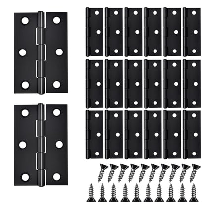 20-Piece 2.5 inch Door Hinge Set - Stainless Steel Cabinet Hinges, Black with 120 Screws - color: Black, size: 2.5IN-20PCS