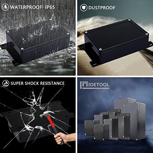 Junction Box IP65 Waterproof Dustproof ABS Plastic Universal Electric Project Enclosure with Fixed Ear Black 5.9x3.9x1.7 inch (1pc) - size: 5.9"x3.9"x1.7"(1 pack)