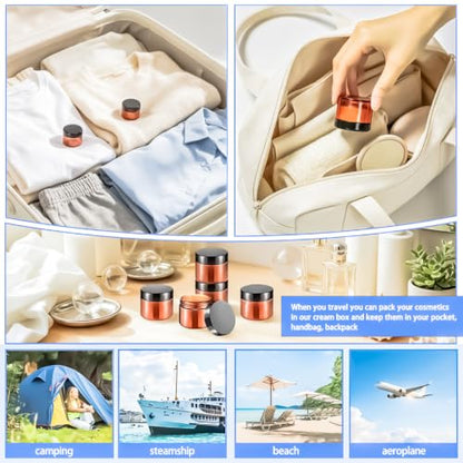 32 Pack 20g Amber Plastic Jars Containers, 20ml Travel Size Makeup Container Jars with Lids, Small Round Cosmetic Pot Jar for Cosmetic Cream Lip Balm Salve Sample Beauty Lotion,Black Lid - color: Amber, size: 20g