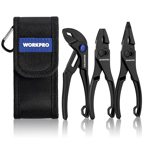 WORKPRO 3-Piece Mini Pliers Set with Pouch, Pocket Pliers, EDC Tool Gift - color: Black