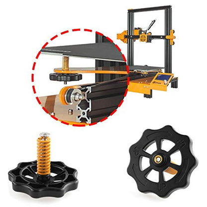 DGZZI 4PCS 50mm Upgraded Hand Twist Leveling Nuts + 4PCS Hot Bed Spring + 4PCS M4X40mm Screws for Creality 3D Printer CR-10 CR-10S CR-X CR-20 Ender-3 Ender Ane Geeetech Anycubic