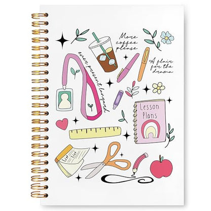 VIIJJUE Trendy Teacher Notebook, Back to School Teacher Gifts Journal, Teachers Appreciation Gifts Journals for Writing, Aesthetic Teaching Hardcover Spiral Notebooks, 5.5x8.3 Inch - color: Trendy Teacher