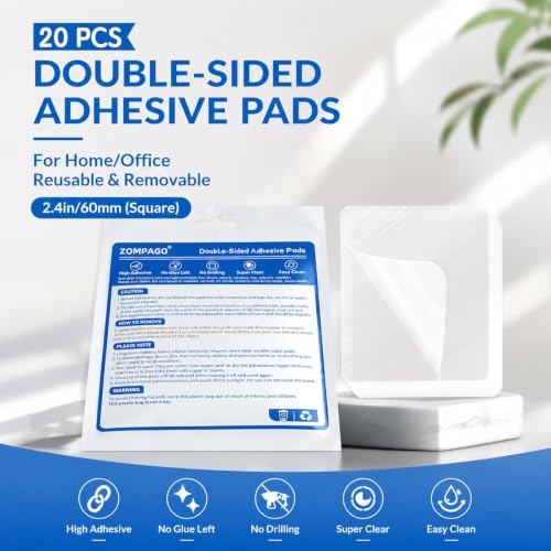 ZOMPAGO Heavy Duty Double Sided Mounting Square Tape Picture Hanging 20PCS - size: 20PCS（Square）