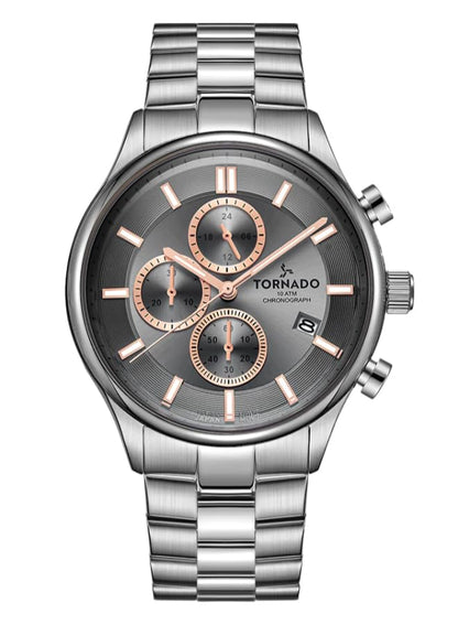 Tornado Celestia Elite Men’s Chronograph Watch | Green Dial, Gold Case & Strap, 42x48mm, 10ATM - T6106B-GBGH - color: Grey