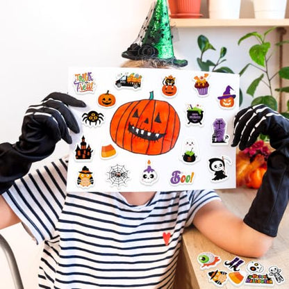 300Pcs Halloween Foam Stickers, Self-Adhesive Ghost Pumpkin Spider Stickers Halloween Decals Sticker Decorations for Home Office School Classroom DIY Art Craft Party Supplies - style: Halloween