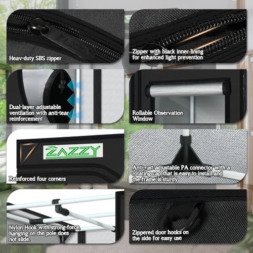 2x2 Grow Tent 24"x24"x48" 600D Mylar Hydroponic Indoor Plant Grow Tent - size: 24"x24"x48"