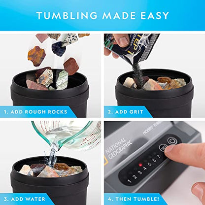 NATIONAL GEOGRAPHIC Rock Tumbler Refill Kit - 1 Lb. Jasper Rocks for Tumbling - 8 Varieties including Mookaite and Kabamba - Rock Tumbler Supplies include Rock Tumbler Grit and Jewelry Accessories - style: Jasper Mix