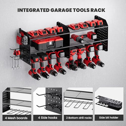 TRZZ 2-in-1 Power Tool Organizer Wall Mount, 3-Layer Tool Rack, Black - color: Black, size: 3-Layer (2-IN-1) without Charging Station