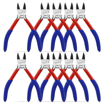 5" Small Wire Cutter Diagonal Cutting Plier Flush Cutter -10 Pack - color: 5"- 10 Pack